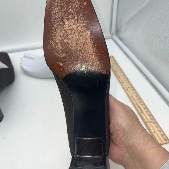 Stuart Weitzman Pumps Brown Fabric,  Block Heel, Women’s Sz 8AA - Picture 9 of 12